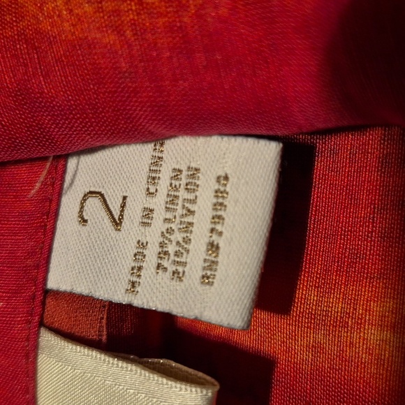 Chico's women's size 2 or Large 3/4 sleeve full zip up jacket multi red shades - Picture 5 of 9